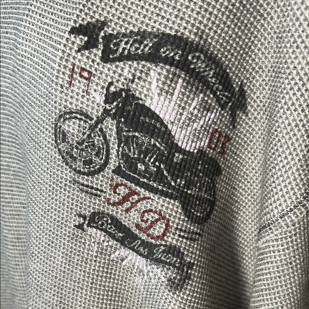 👕 Harley-Davidson Thermal Graphic  Top w/raw Hems — Gray — Sz OS / N